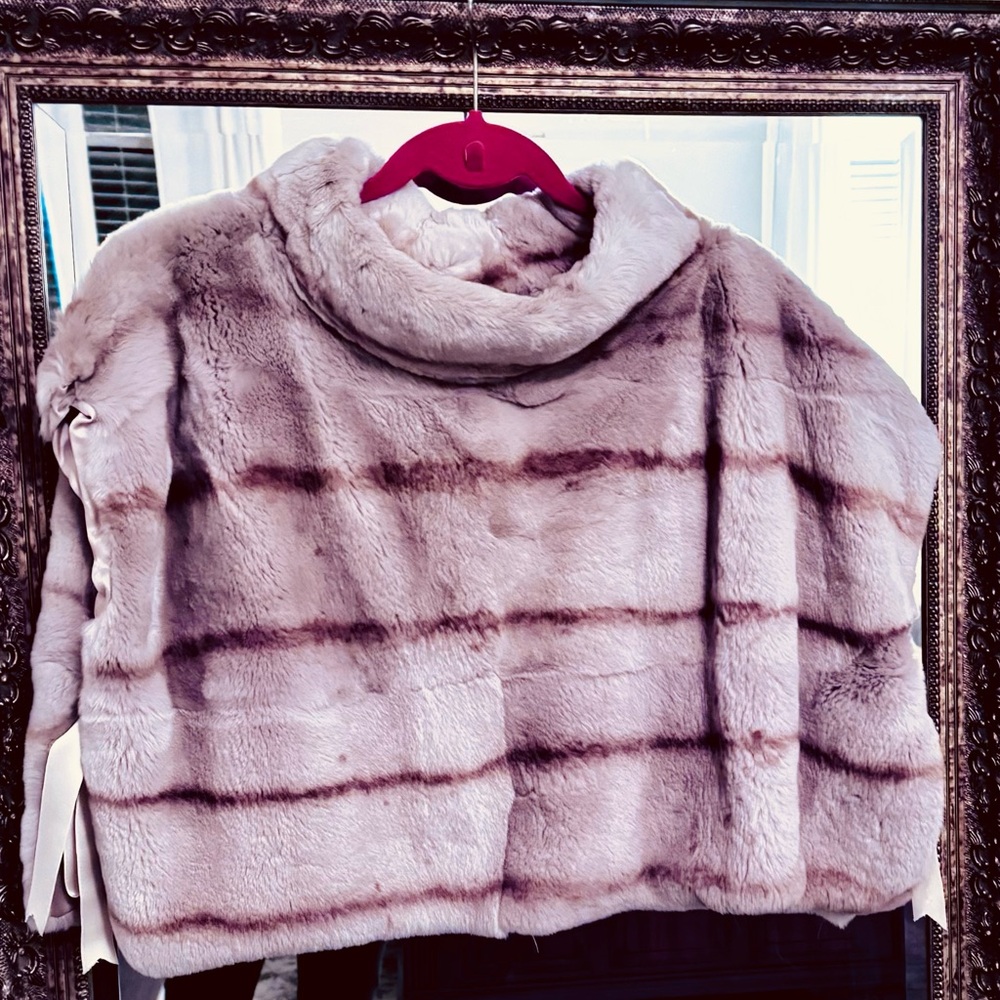 Blumarine camel and Brown Fur Cape